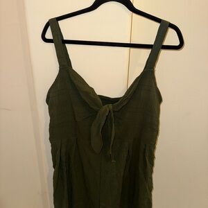 Green Sleeveless Tie-Front romper
